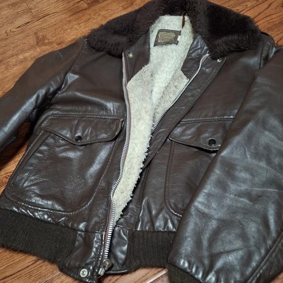 Dark Brown Vintage 50s-60s Bomber Genuine Leather Jacket - Picture 2 of 4